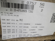 VW GOLF 7 VII 1.6 TDI TAPICERKA BOCZEK DRZWI LEWY