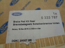 FORD KLOCKI HAMULCOWE TYL DG9C-2M007-BB 5333787