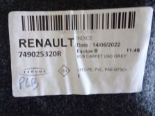 RENAULT MEGANE V E-TECH 2022 DYWAN WYKLADZINA 749025320R