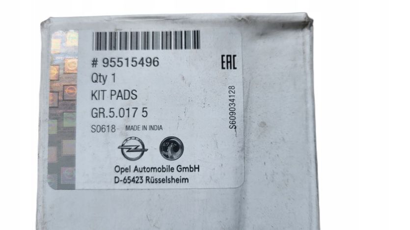 Klocki hamulcowe PRZÓD Komplet Opel OE 95515496 ORYG! Agila B Splash Swift